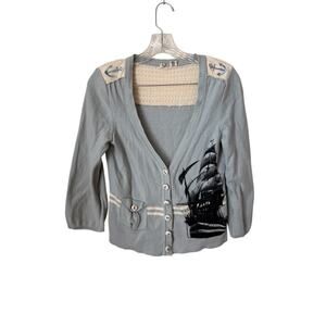 Anthropologie Moth Nautical Cardigan Top Size Small